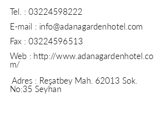 Adana Garden Business Hotel iletiim bilgileri